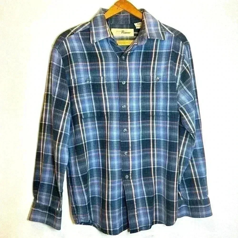 Penmans Vintage Plaid Men's Small Long Sleeve Button Down Shirt 100% Cotton Warm